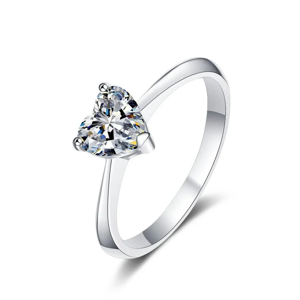 #Certified 2ct. t.w. Moissanite Diamond Heart Engagement Ring NEW